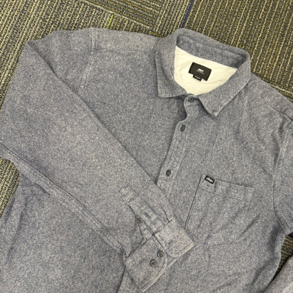 Obey Worldwide Mens Flannel Shirt Long Sleeve Button Down Casual Blue Gray L‎